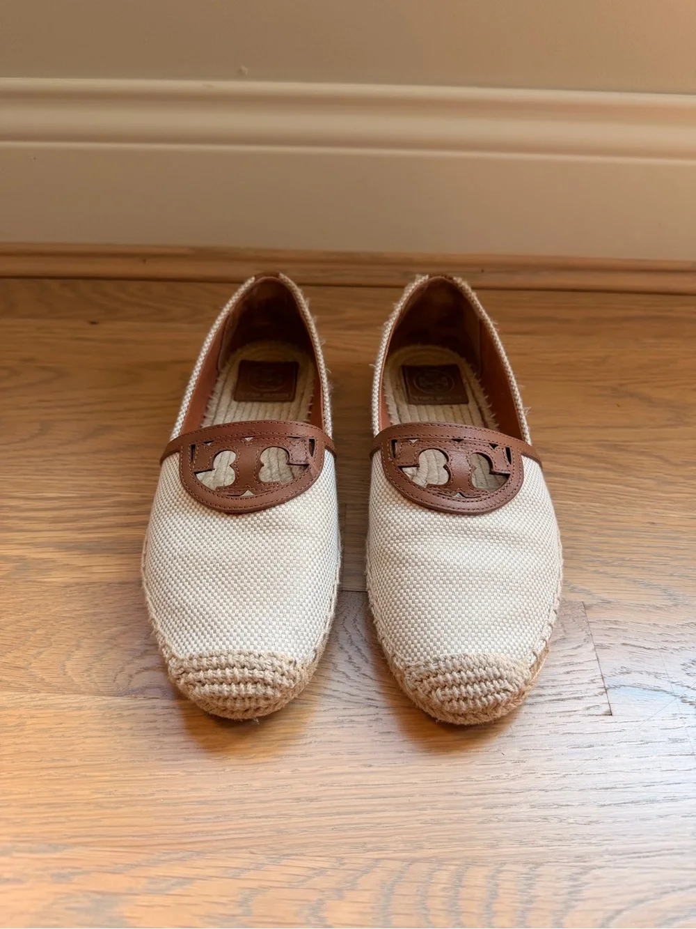 Tory Burch Sidney Espadrille Flats with Brown Leather Accent
